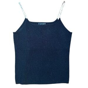 Michelle Antonelli Sparkling Black Tank with Metal “Paper Clip Chain” Straps